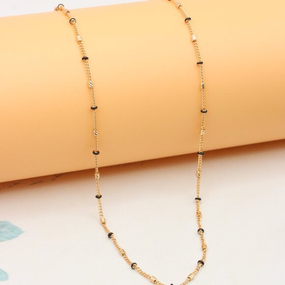 "Rose Gold Beaded Chain Necklace in Elegant Minimal Style, XPNL0320 - Picture 7 of 12